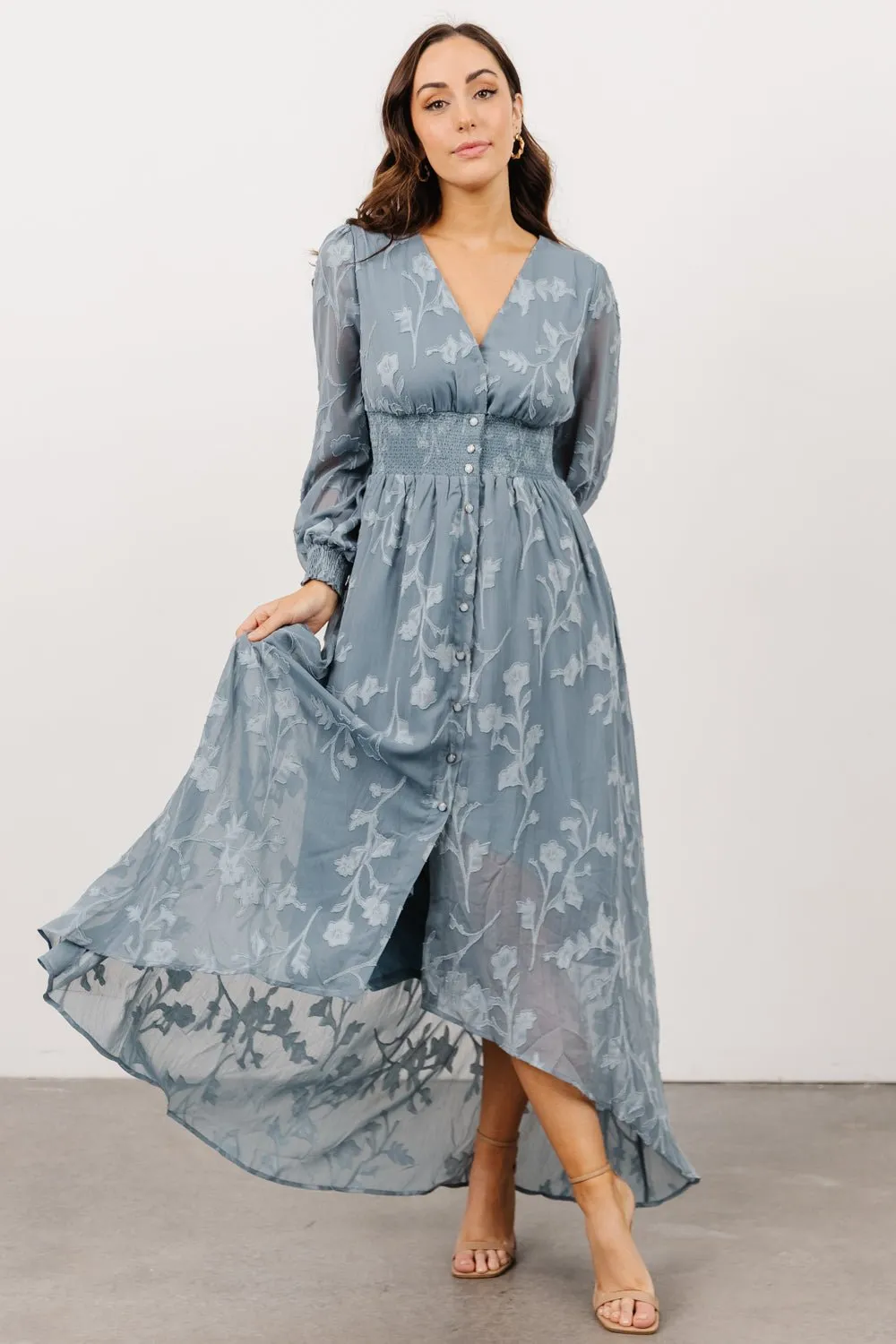 Mayfair High Low Maxi Dress | Dusty Blue sold by Baltic Born