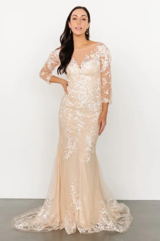 Dearest Lace Bridal Gown | Beige + Ivory made by Soieblu