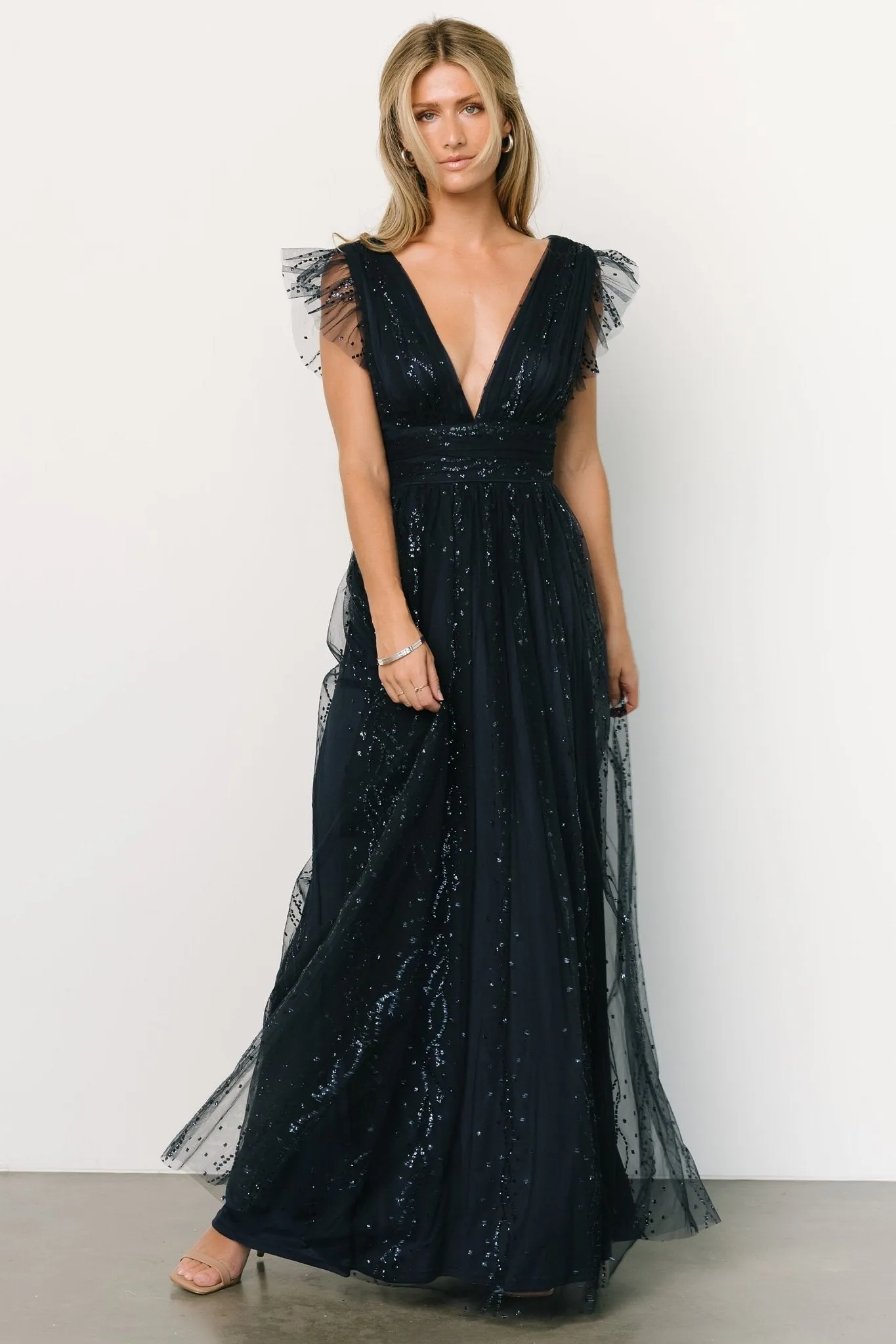 Annika Sequin Mesh Maxi Dress | Navy sold by Baltic Born product image thumbnail 2