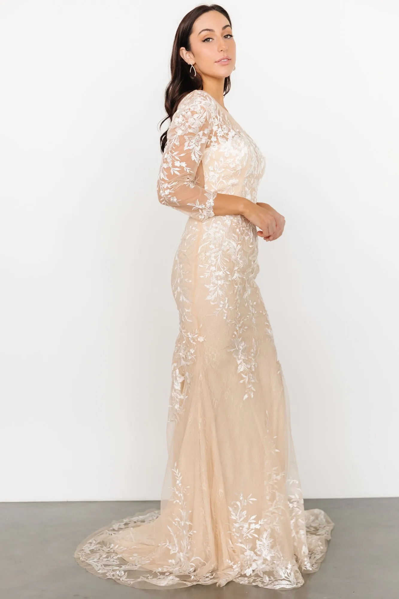 Dearest Lace Bridal Gown | Beige + Ivory sold by Baltic Born product image thumbnail 4