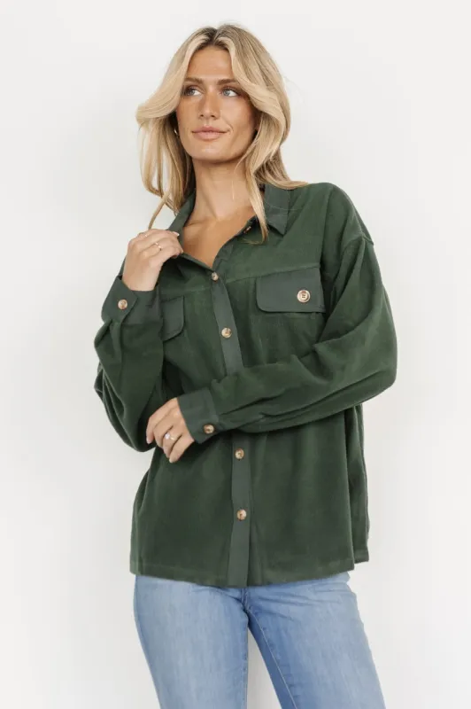Duke Button Up Top | Forest Green sold by Baltic Born