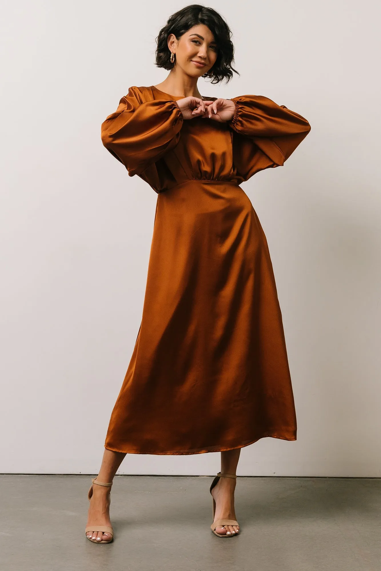 Balta Satin Midi Dress | Bronze sold by Baltic Born product image thumbnail 4