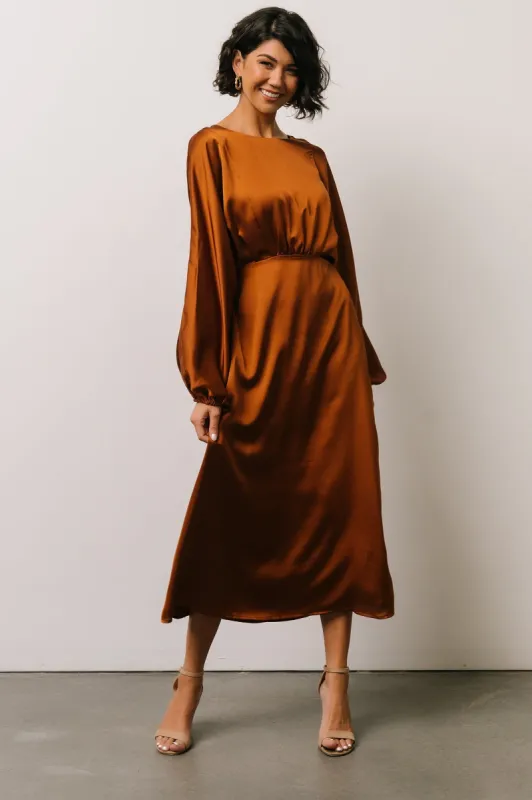 Balta Satin Midi Dress | Bronze sold by Baltic Born