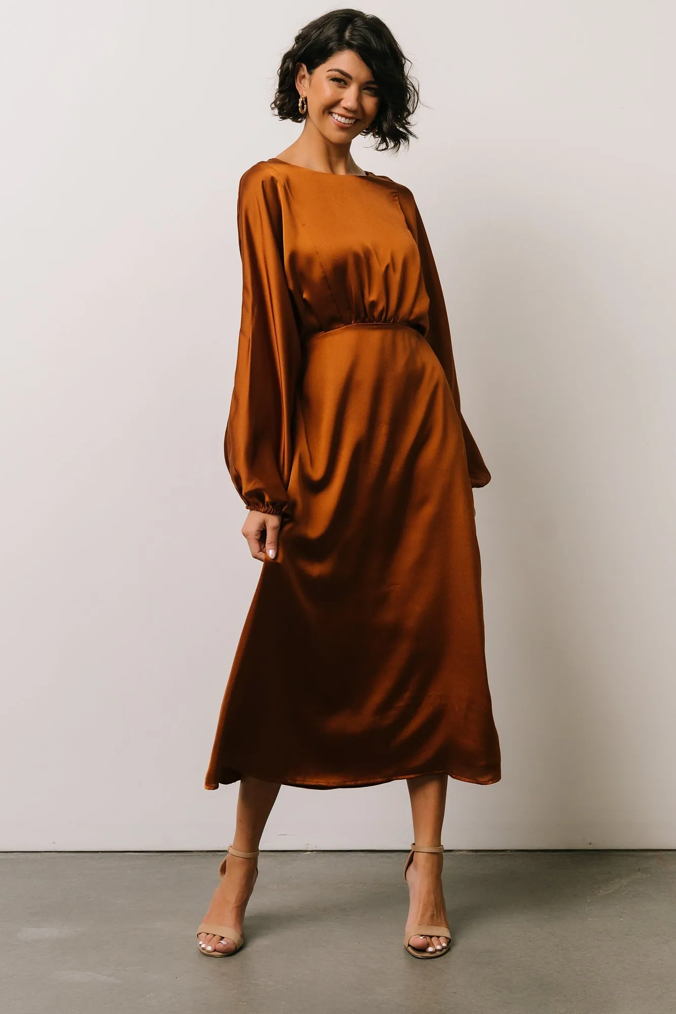 Balta Satin Midi Dress | Bronze sold by Baltic Born