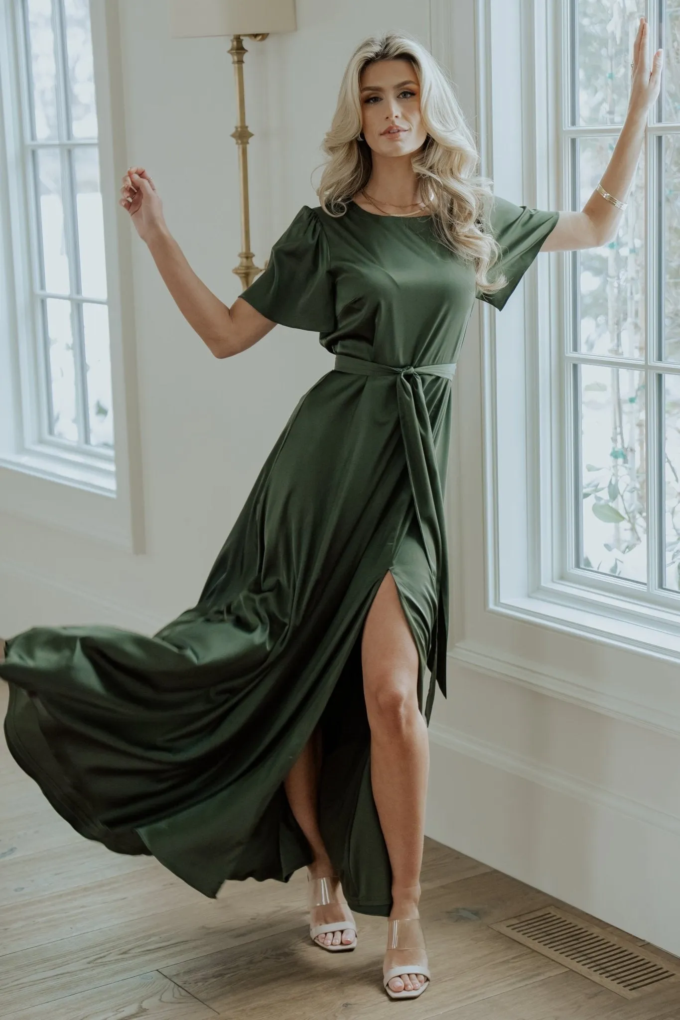 Agnes Satin Maxi Dress | Juniper Green sold by Baltic Born product image thumbnail 3