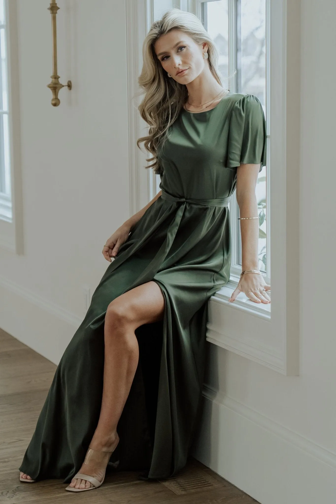 Agnes Satin Maxi Dress | Juniper Green sold by Baltic Born