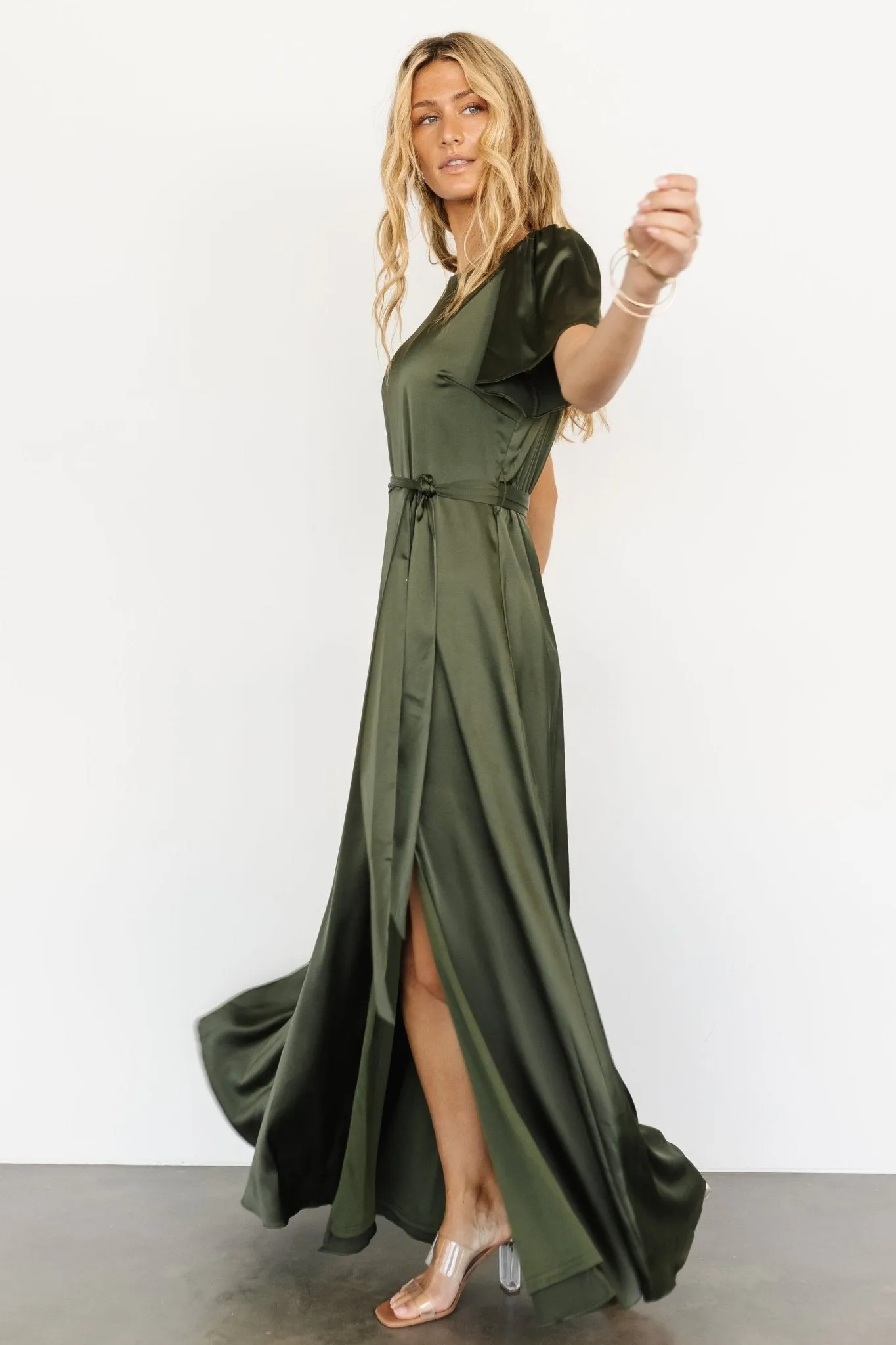 Agnes Satin Maxi Dress | Juniper Green sold by Baltic Born product image thumbnail 5