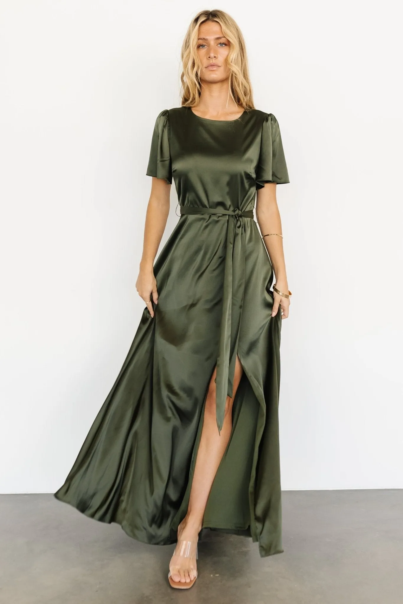 Agnes Satin Maxi Dress | Juniper Green sold by Baltic Born product image thumbnail 2