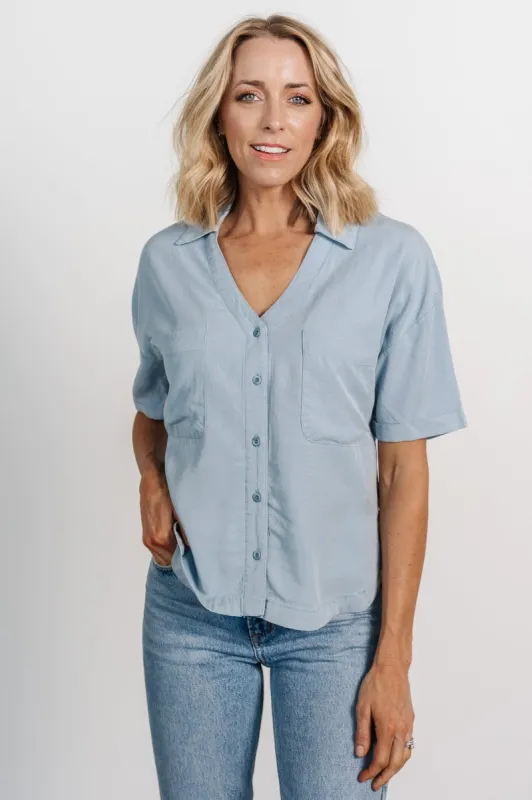 Kinsley Button Top | Light Denim sold by Baltic Born