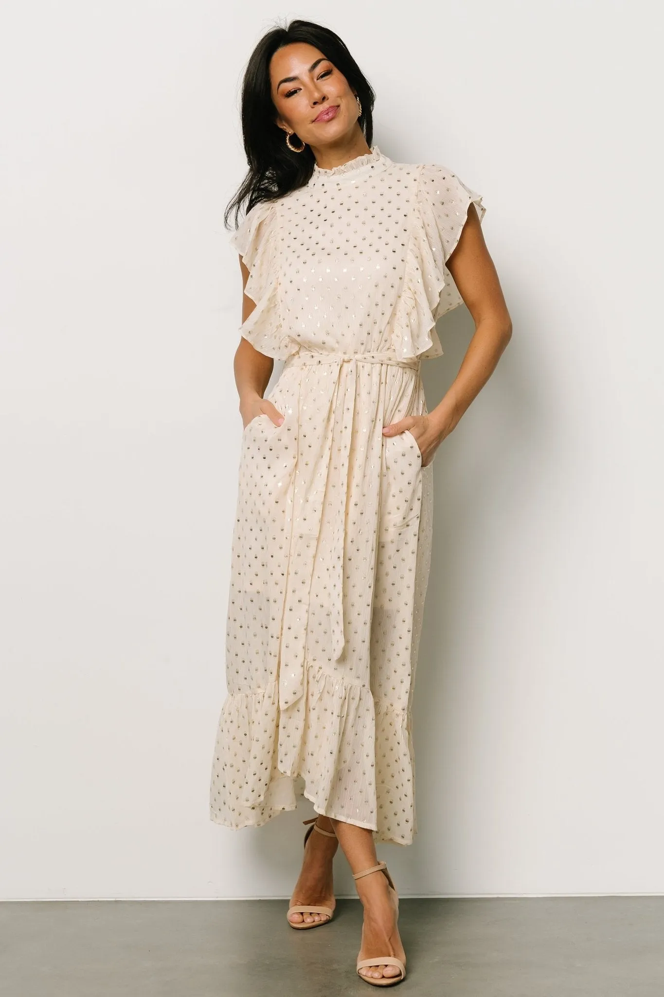Jerika Midi Dress | Natural + Gold sold by Baltic Born product image thumbnail 4