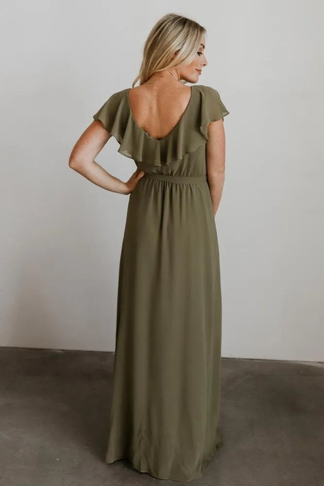 Katya Ruffle Maxi Dress | Dusty Olive sold by Baltic Born product image thumbnail 5