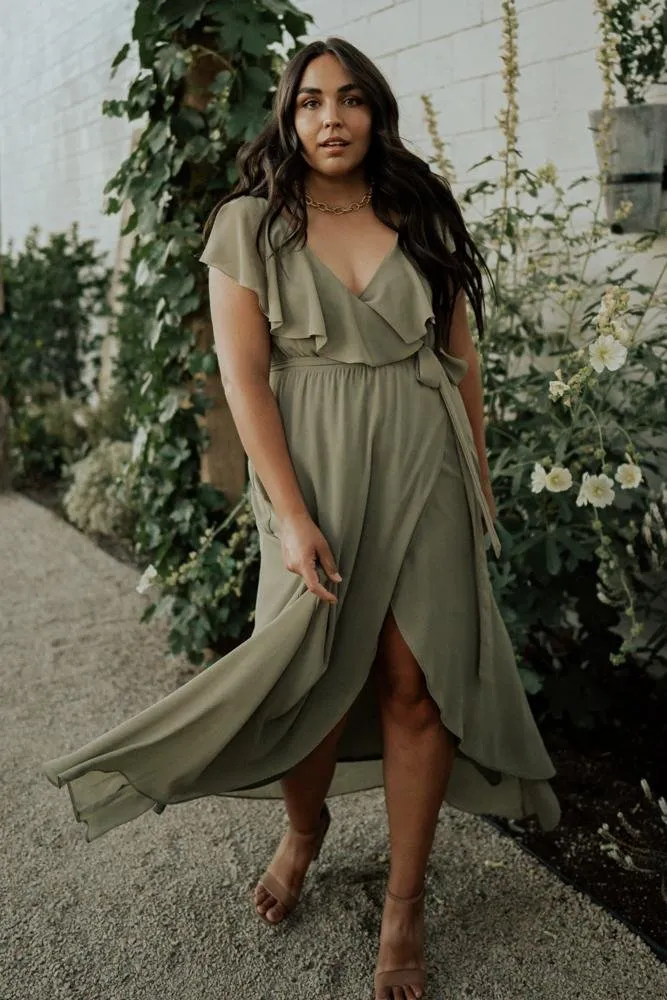 Katya Ruffle Maxi Dress | Dusty Olive sold by Baltic Born product image thumbnail 4