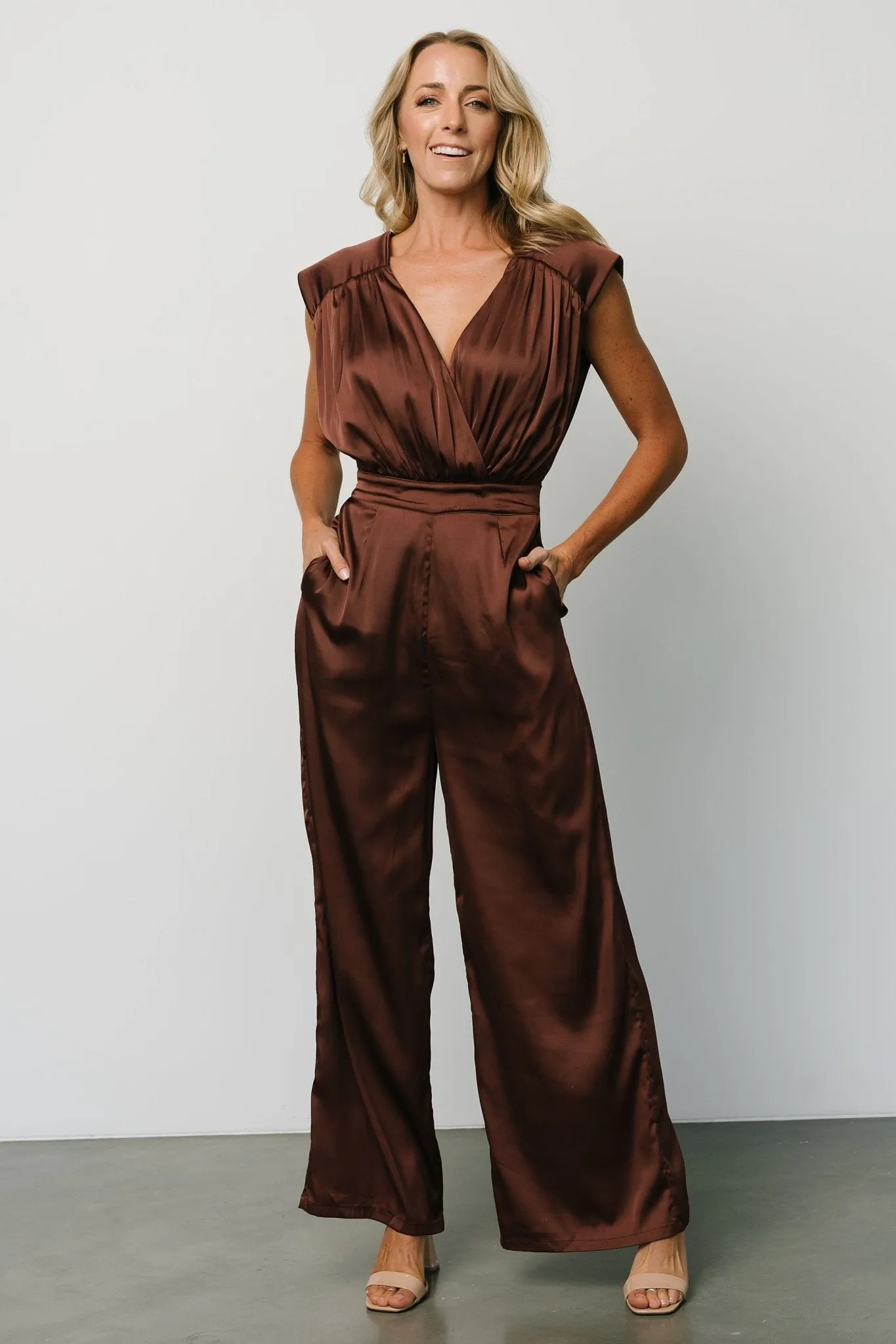 Caria Satin Jumpsuit | Chocolate sold by Baltic Born product image thumbnail 4