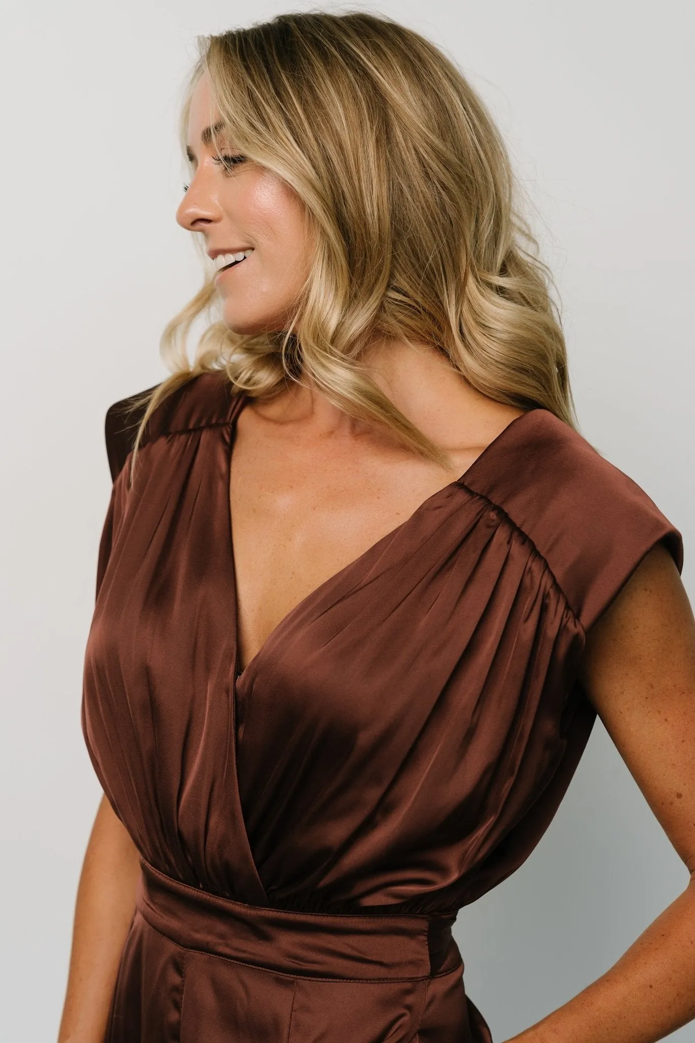 Caria Satin Jumpsuit | Chocolate sold by Baltic Born product image thumbnail 5