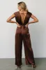 Caria Satin Jumpsuit | Chocolate sold by Baltic Born