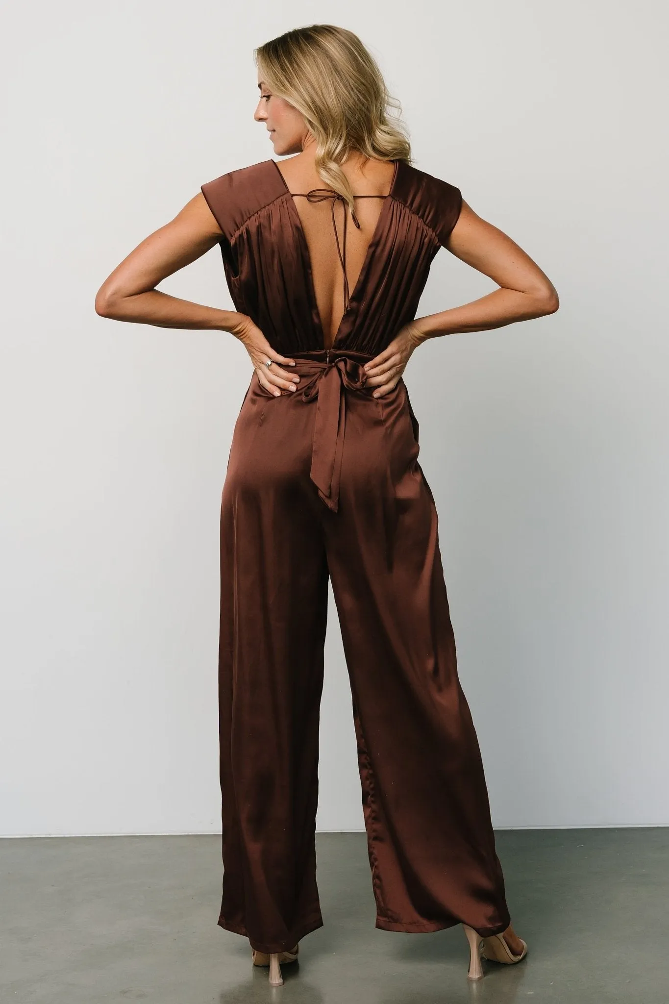 Caria Satin Jumpsuit | Chocolate sold by Baltic Born product image thumbnail 2
