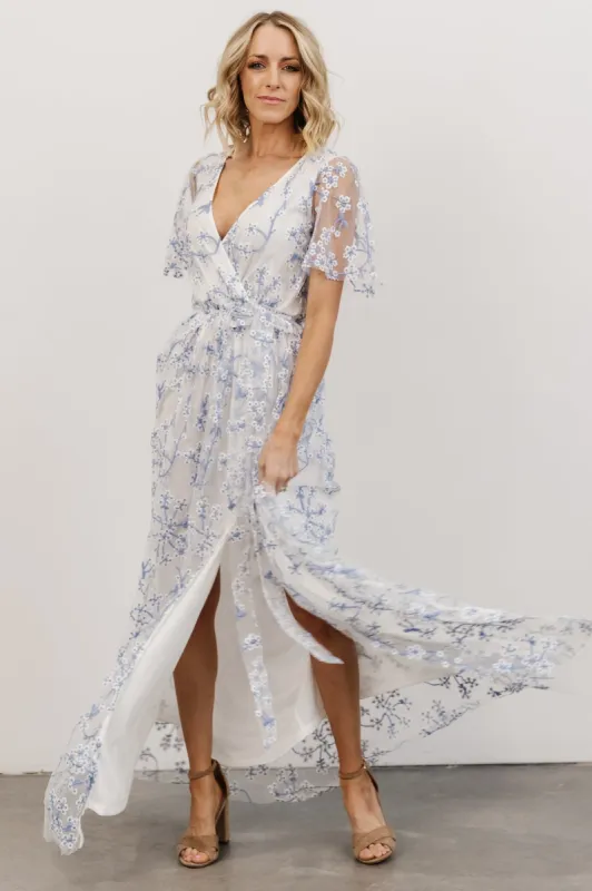 Marseille Embossed Maxi Dress | Blue Blossom sold by Baltic Born