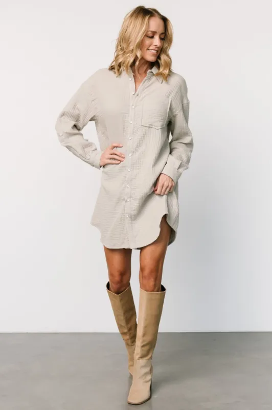 Andres Button Shirt Dress | Light Sage sold by Baltic Born