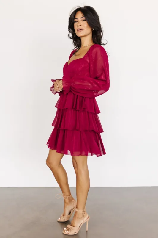 Thompson Tiered Short Dress | Burgundy sold by Baltic Born