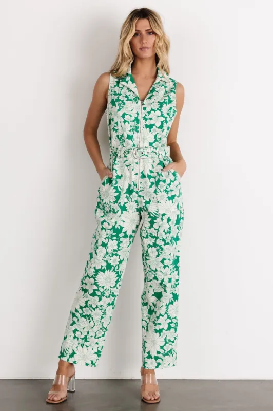 Rikki Tank Jumpsuit | Green Floral sold by Baltic Born