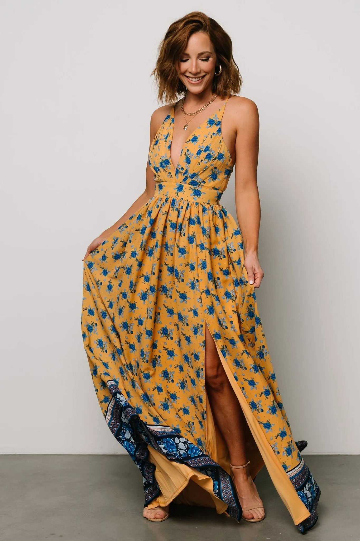 Brylee Maxi Dress | Mustard + Navy sold by Baltic Born product image thumbnail 5