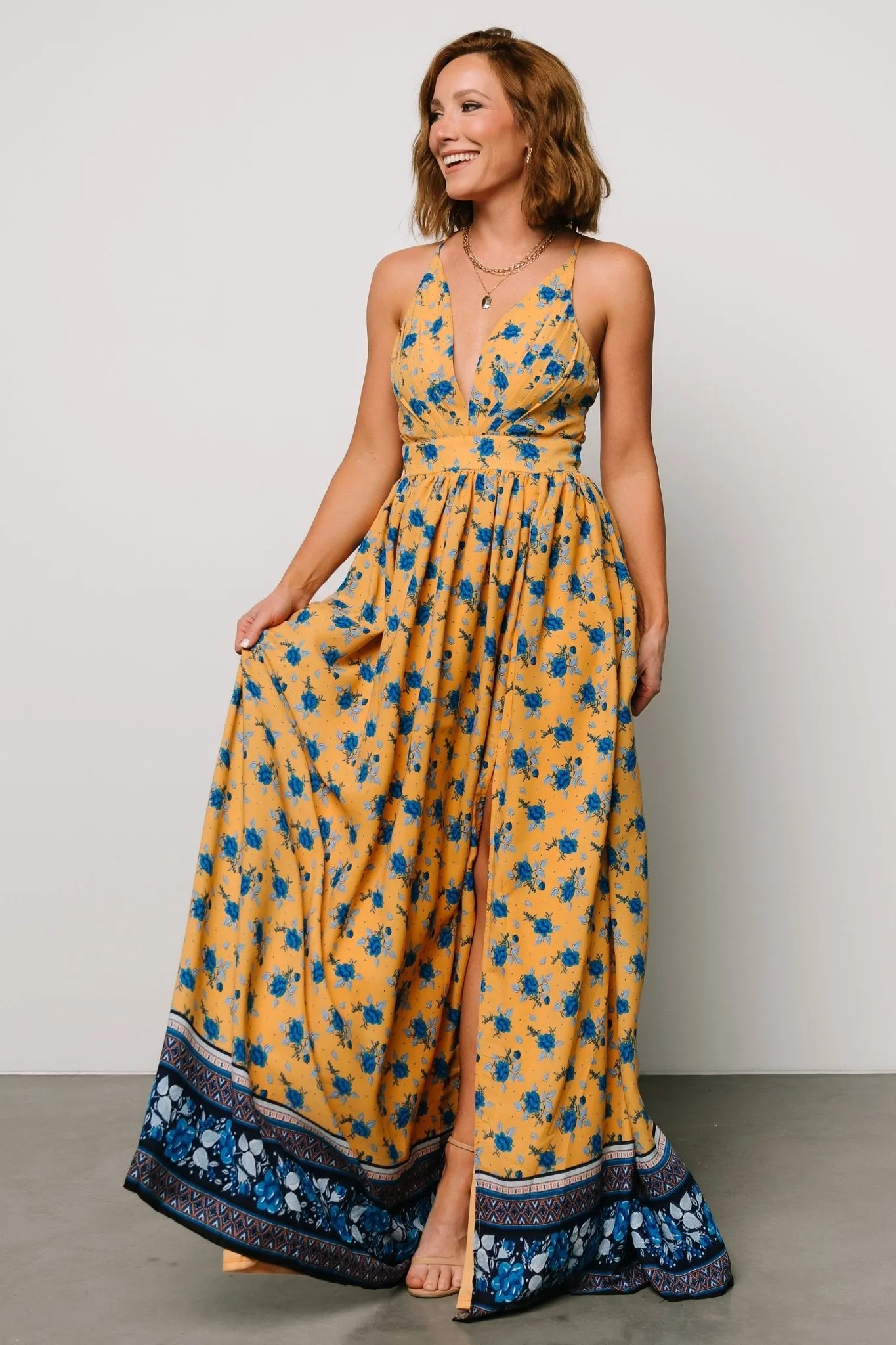 Brylee Maxi Dress | Mustard + Navy sold by Baltic Born product image thumbnail 3
