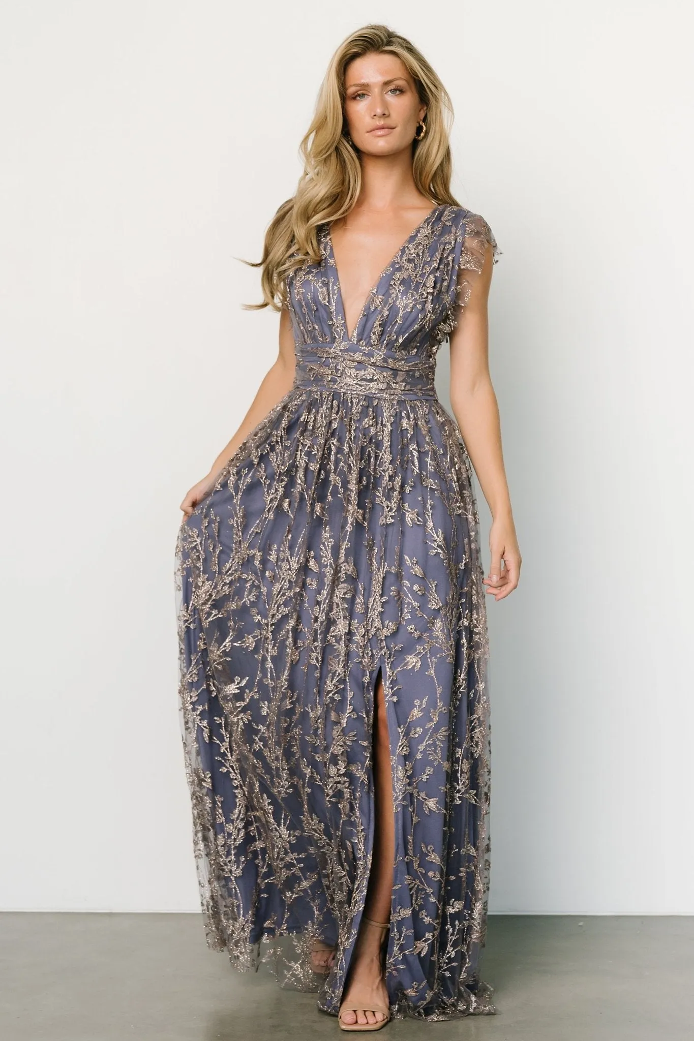 Arlene Shimmer Gown | Blue + Gold sold by Baltic Born product image thumbnail 4