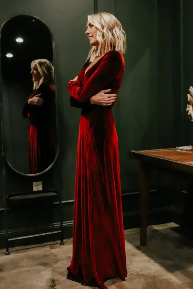 Esmerelda Velvet Wrap Maxi Dress | Merlot sold by Baltic Born product image thumbnail 5