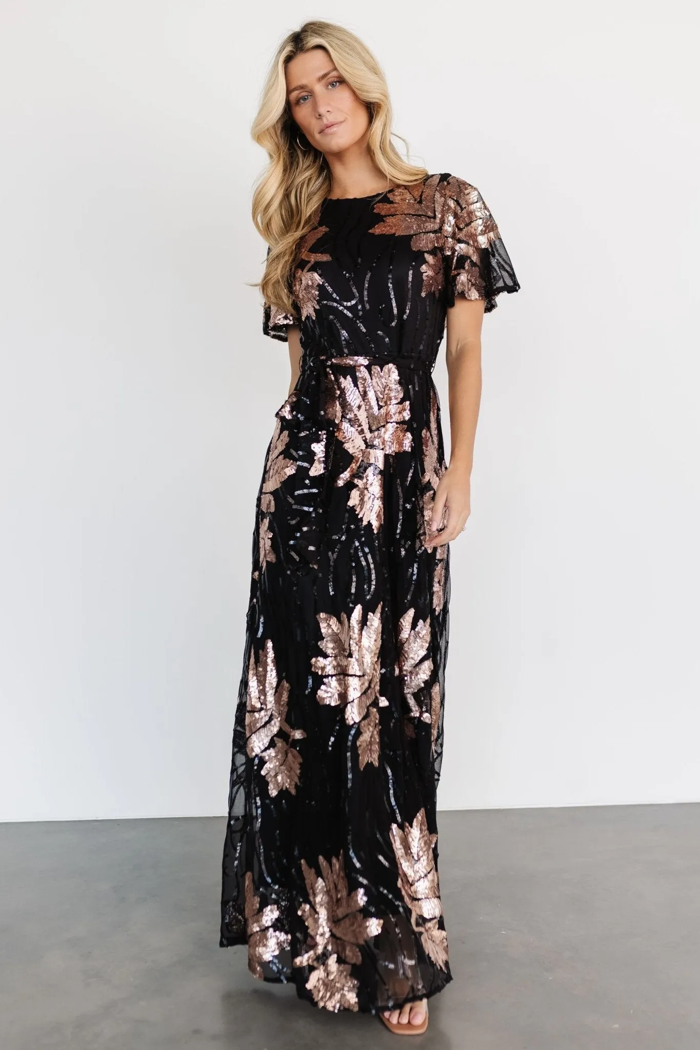 Muse Sequin Maxi Dress | Black + Rose sold by Baltic Born product image thumbnail 2