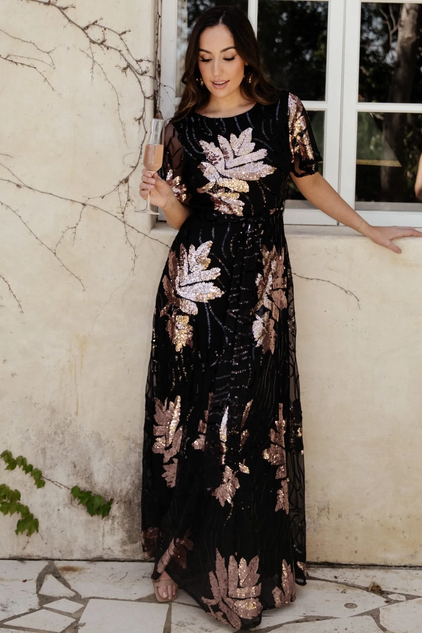 Muse Sequin Maxi Dress | Black + Rose sold by Baltic Born product image thumbnail 5