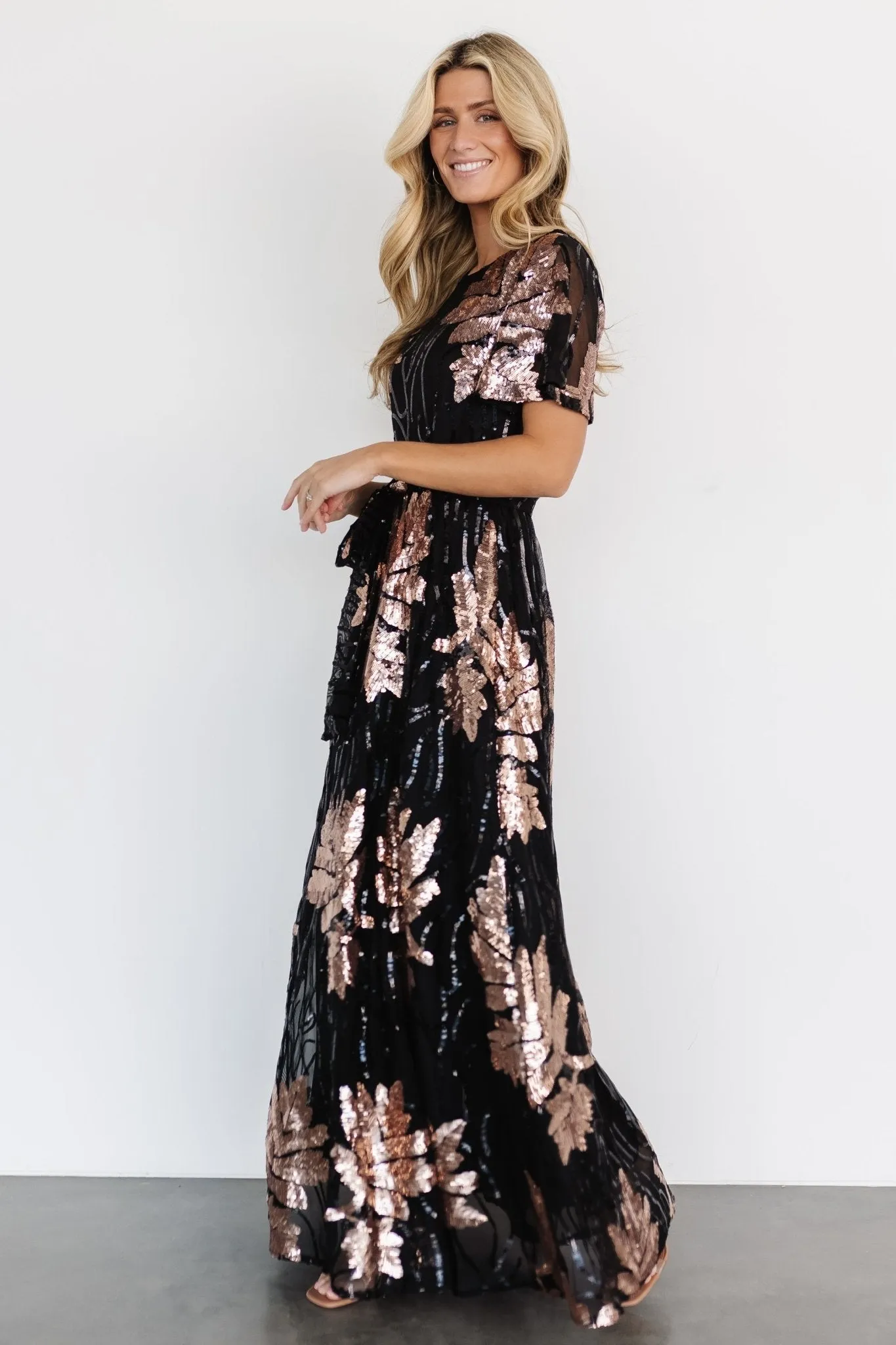 Muse Sequin Maxi Dress | Black + Rose sold by Baltic Born product image thumbnail 4