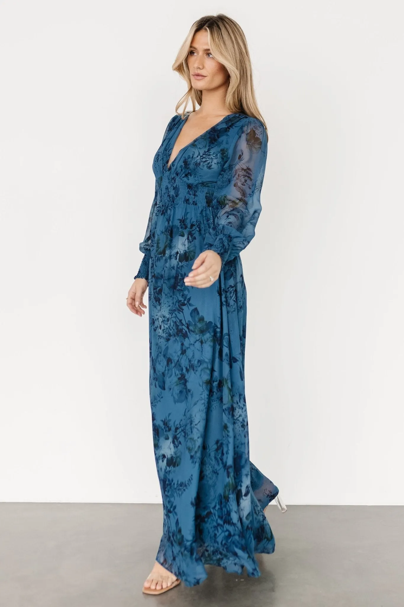 Olivia Maxi Dress | Deep Blue Floral sold by Baltic Born product image thumbnail 2