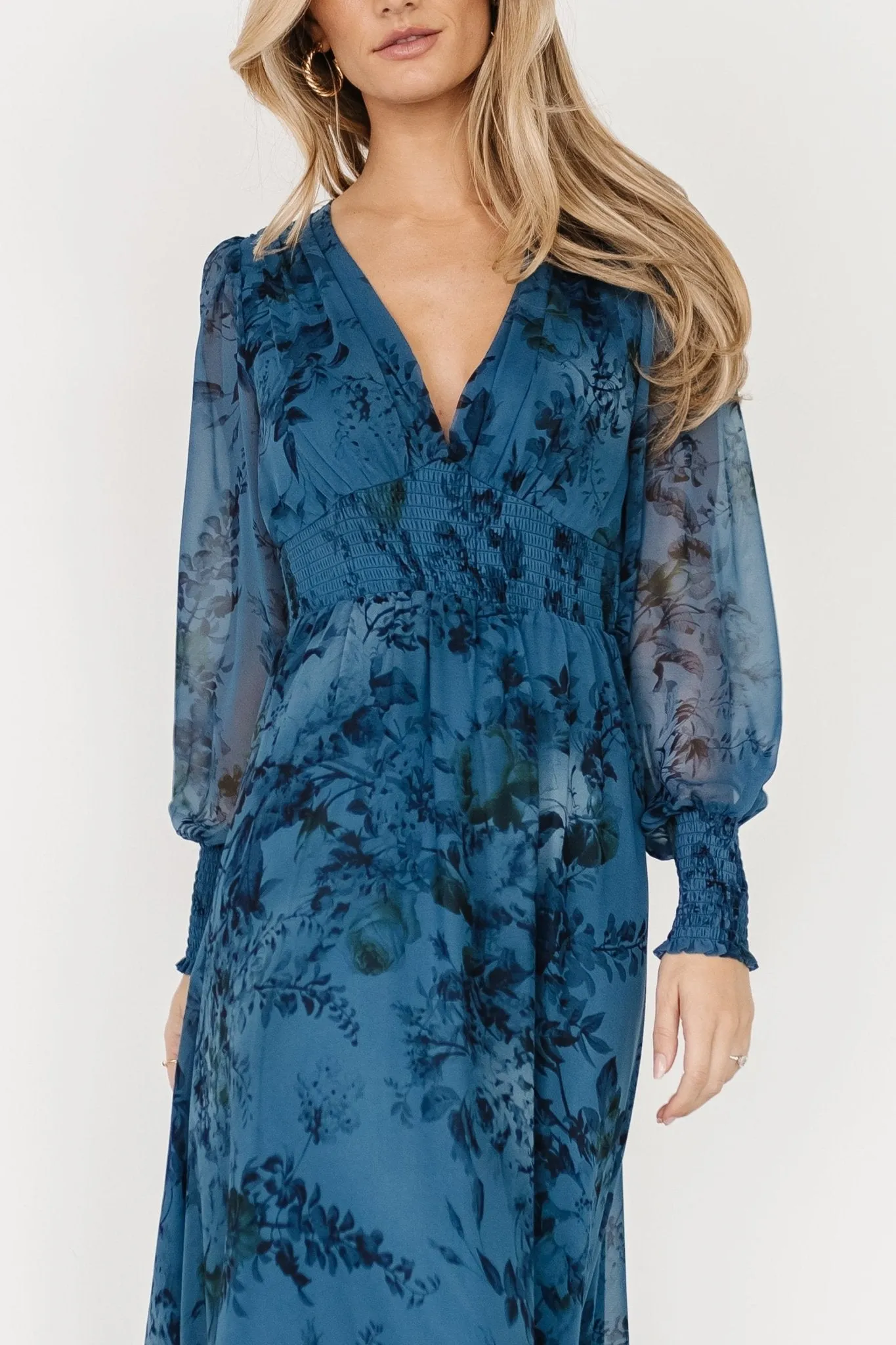 Olivia Maxi Dress | Deep Blue Floral sold by Baltic Born product image thumbnail 3
