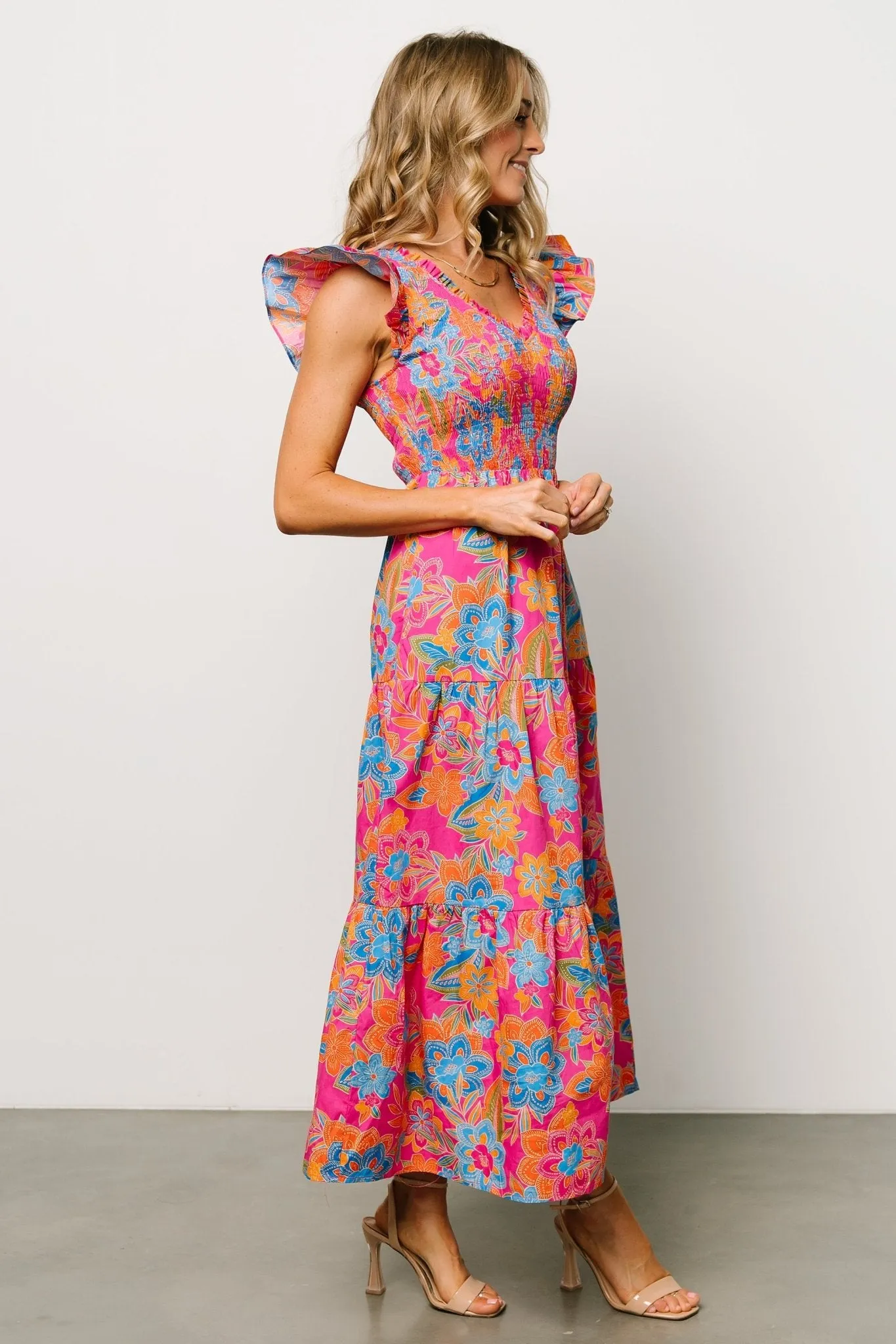 Ranchero Smocked Maxi Dress | Pink Multi sold by Baltic Born product image thumbnail 3