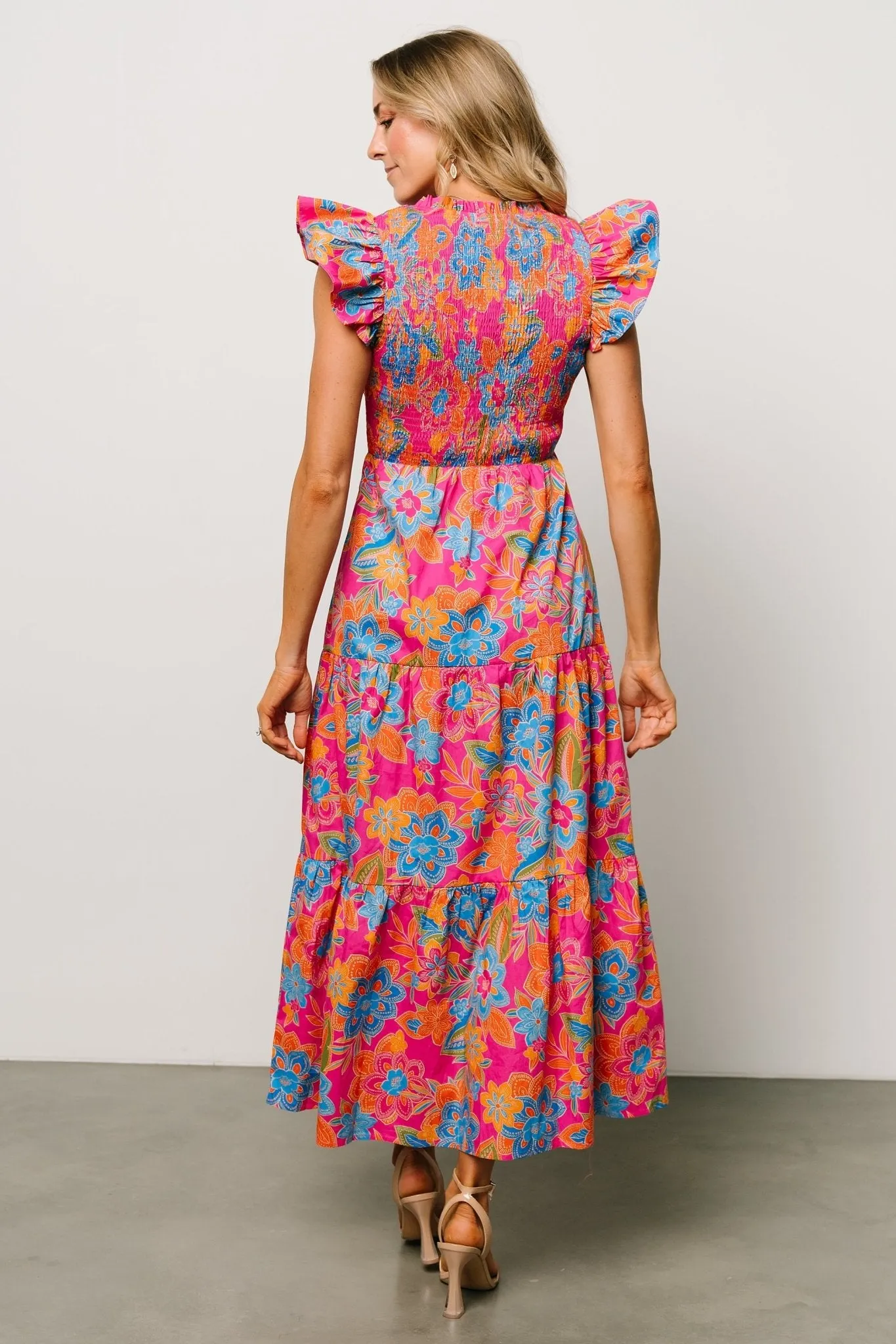 Ranchero Smocked Maxi Dress | Pink Multi sold by Baltic Born product image thumbnail 4