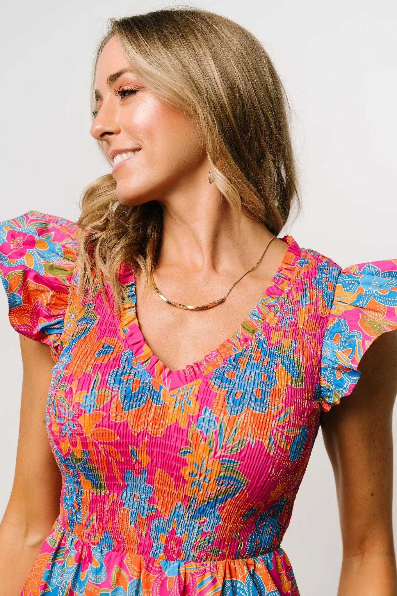 Ranchero Smocked Maxi Dress | Pink Multi sold by Baltic Born product image thumbnail 2