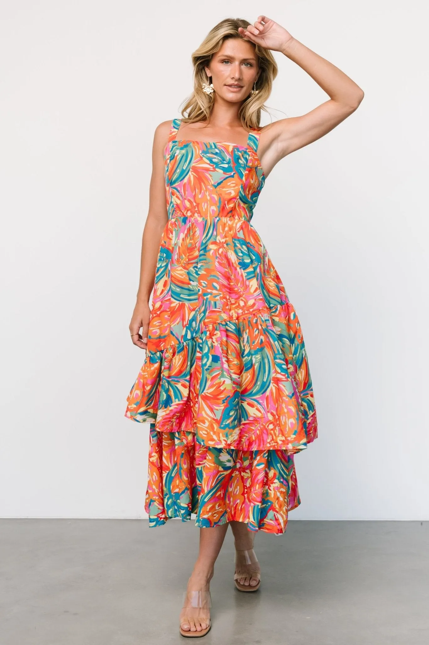 Kitts Tiered Dress | Tropical Print sold by Baltic Born