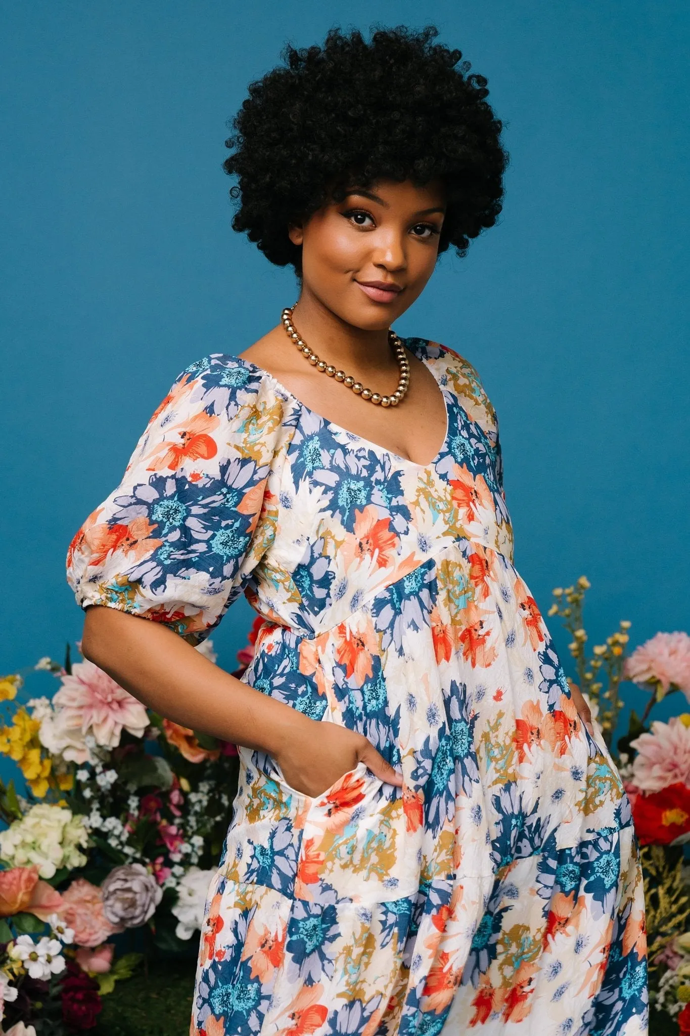 Denton Midi Dress | Blue Multi sold by Baltic Born product image thumbnail 4