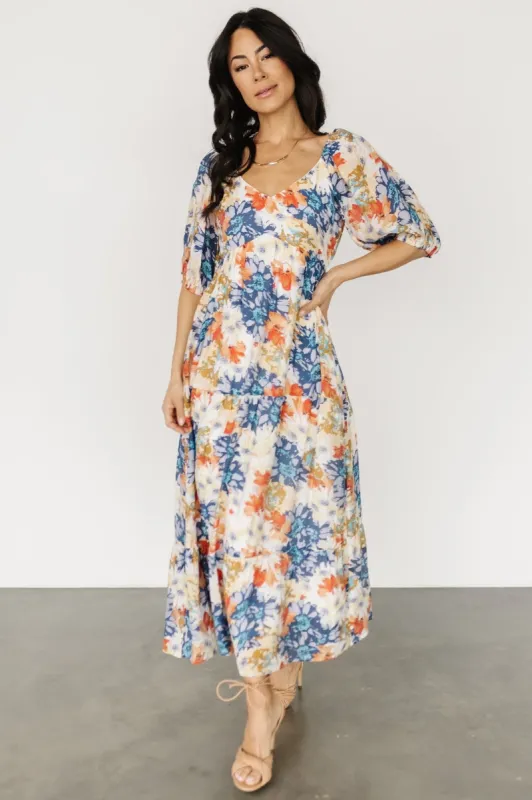 Denton Midi Dress | Blue Multi made by Polagram