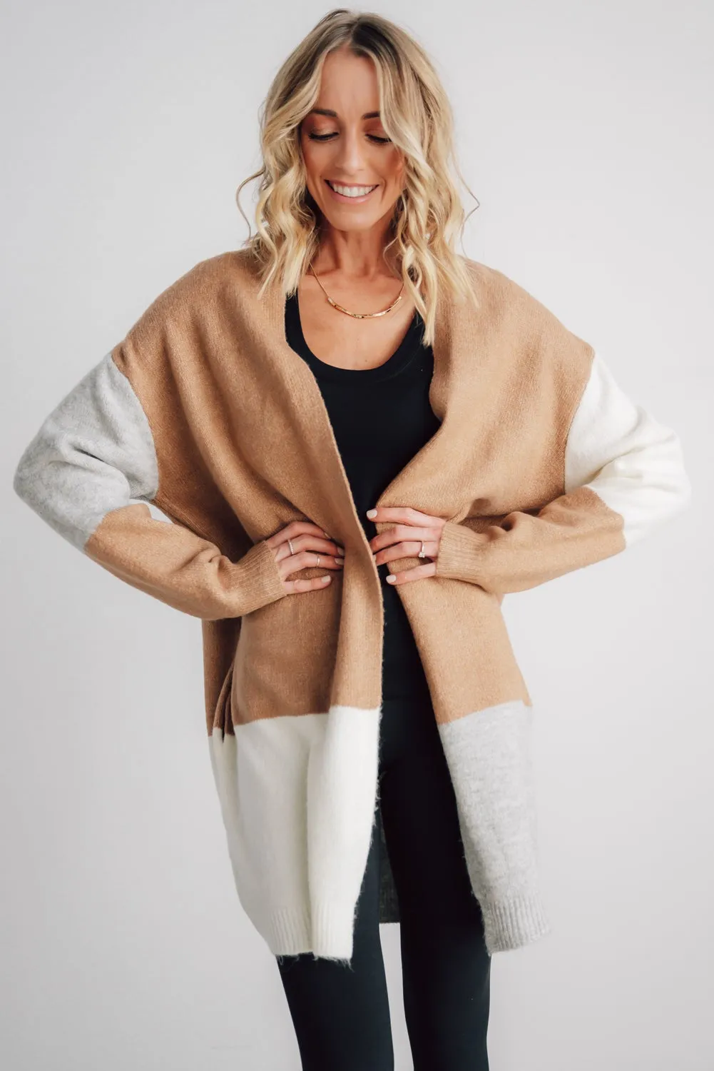 Pierson Color Block Cardigan | Camel sold by Baltic Born product image thumbnail 2