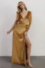 Esmerelda Velvet Wrap Maxi Dress | Gold sold by Baltic Born