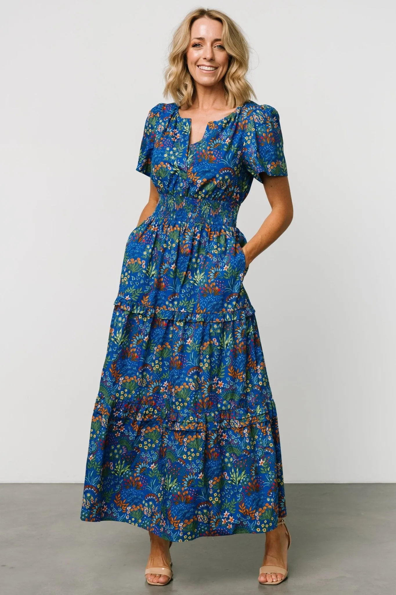 Palmer Tiered Maxi Dress | Cobalt Multi sold by Baltic Born product image thumbnail 4