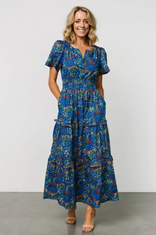 Palmer Tiered Maxi Dress | Cobalt Multi sold by Baltic Born