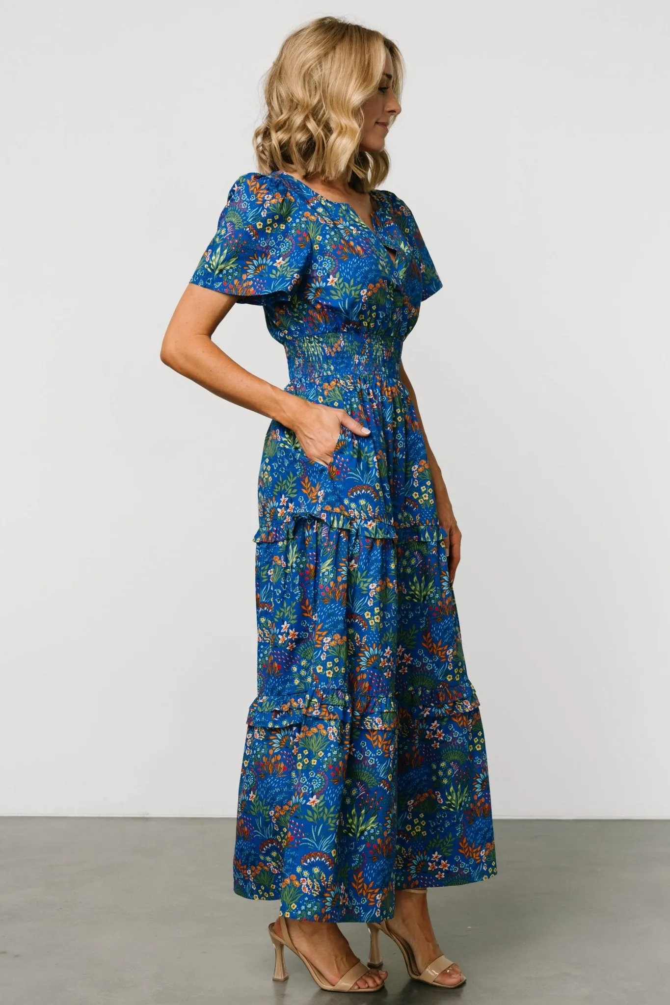 Palmer Tiered Maxi Dress | Cobalt Multi sold by Baltic Born product image thumbnail 3