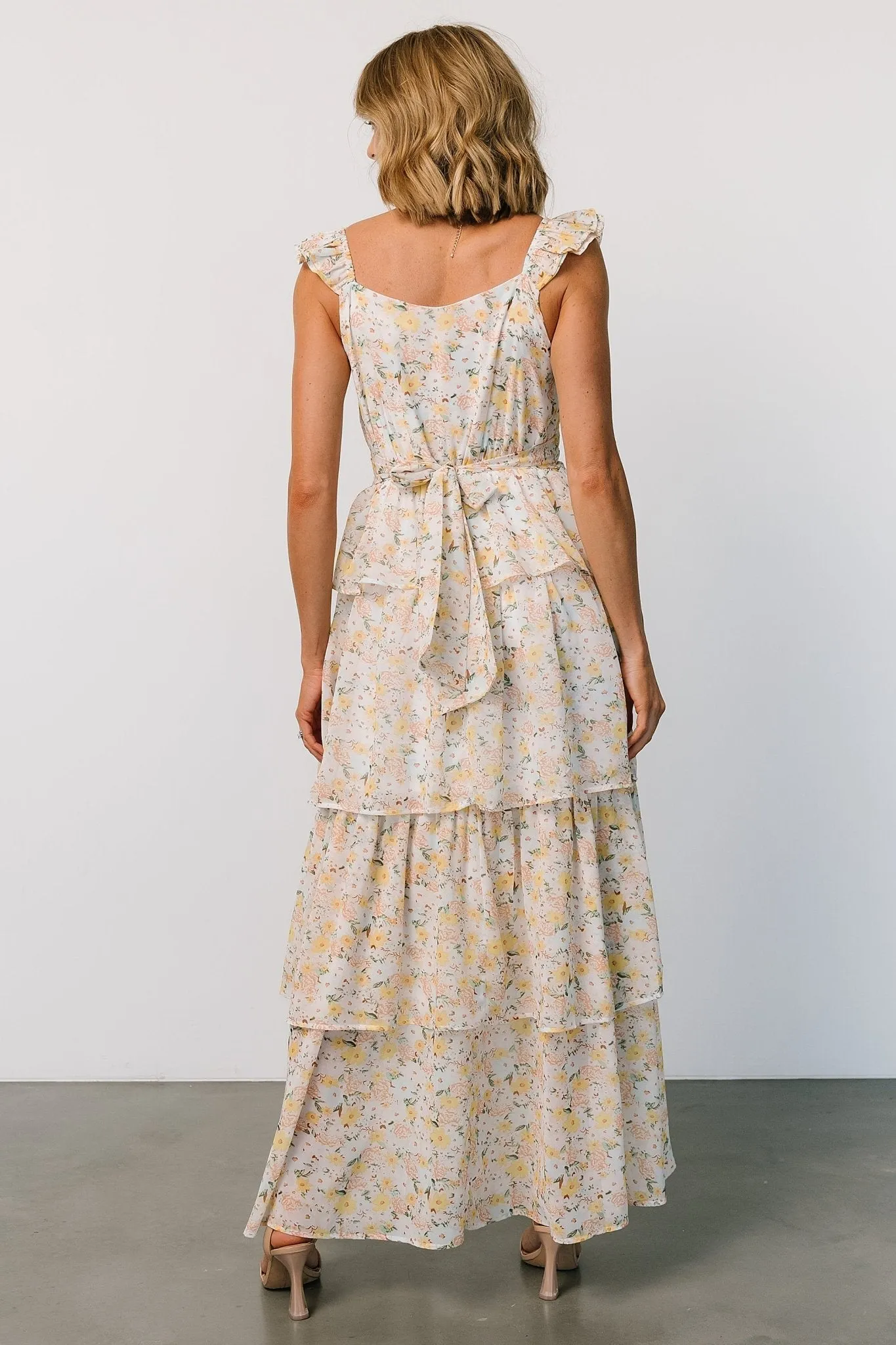 Marigold Tiered Maxi Dress | Yellow Floral sold by Baltic Born product image thumbnail 4