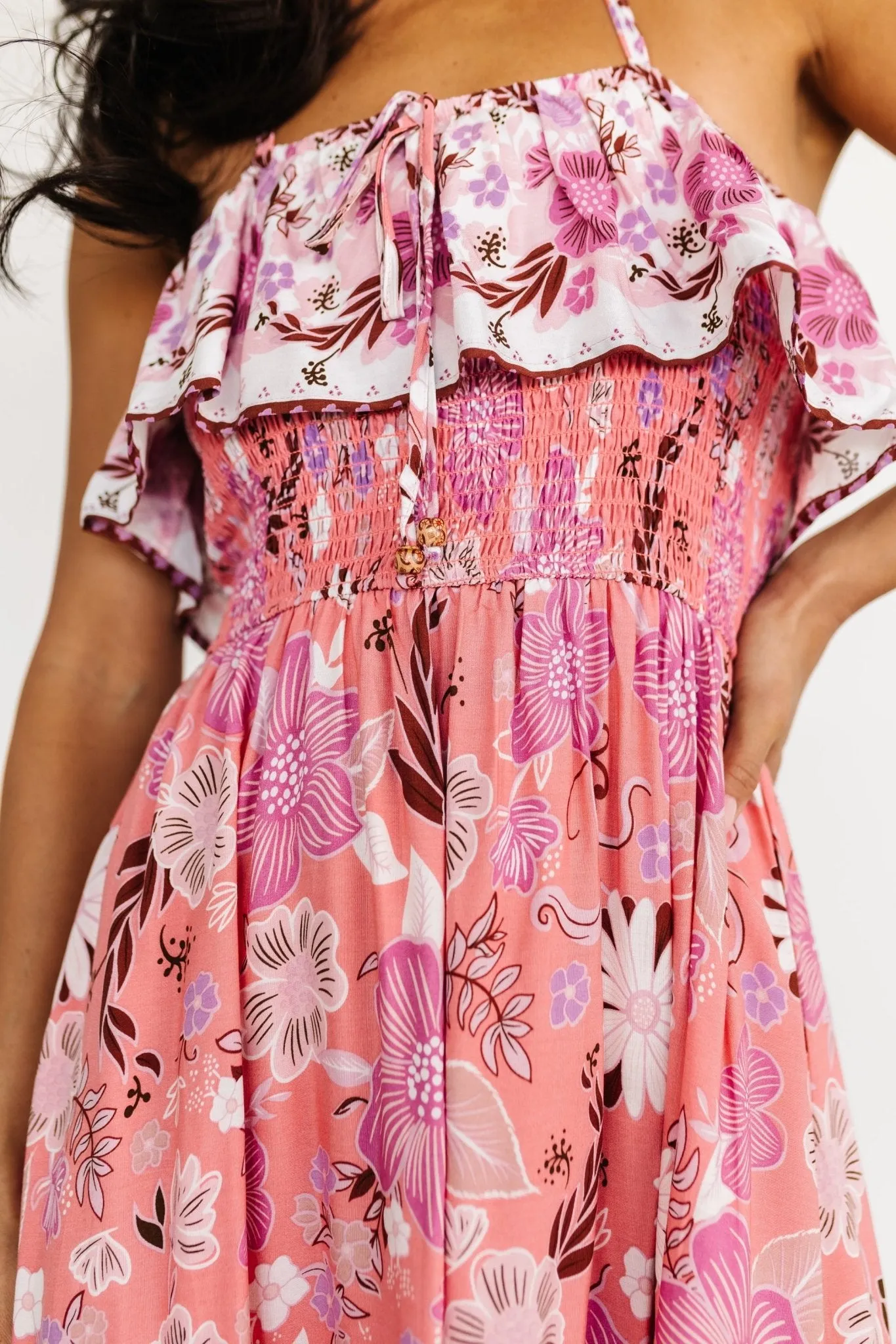 Dali Midi Dress | Coral + Orchid Floral sold by Baltic Born product image thumbnail 4