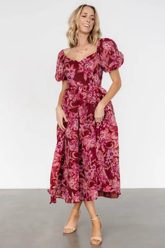 Samara Midi Dress | Rust + Pink sold by Baltic Born