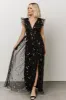 Nova Shimmer Maxi Dress | Black + Gold sold by Baltic Born