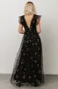 Nova Shimmer Maxi Dress | Black + Gold sold by Baltic Born