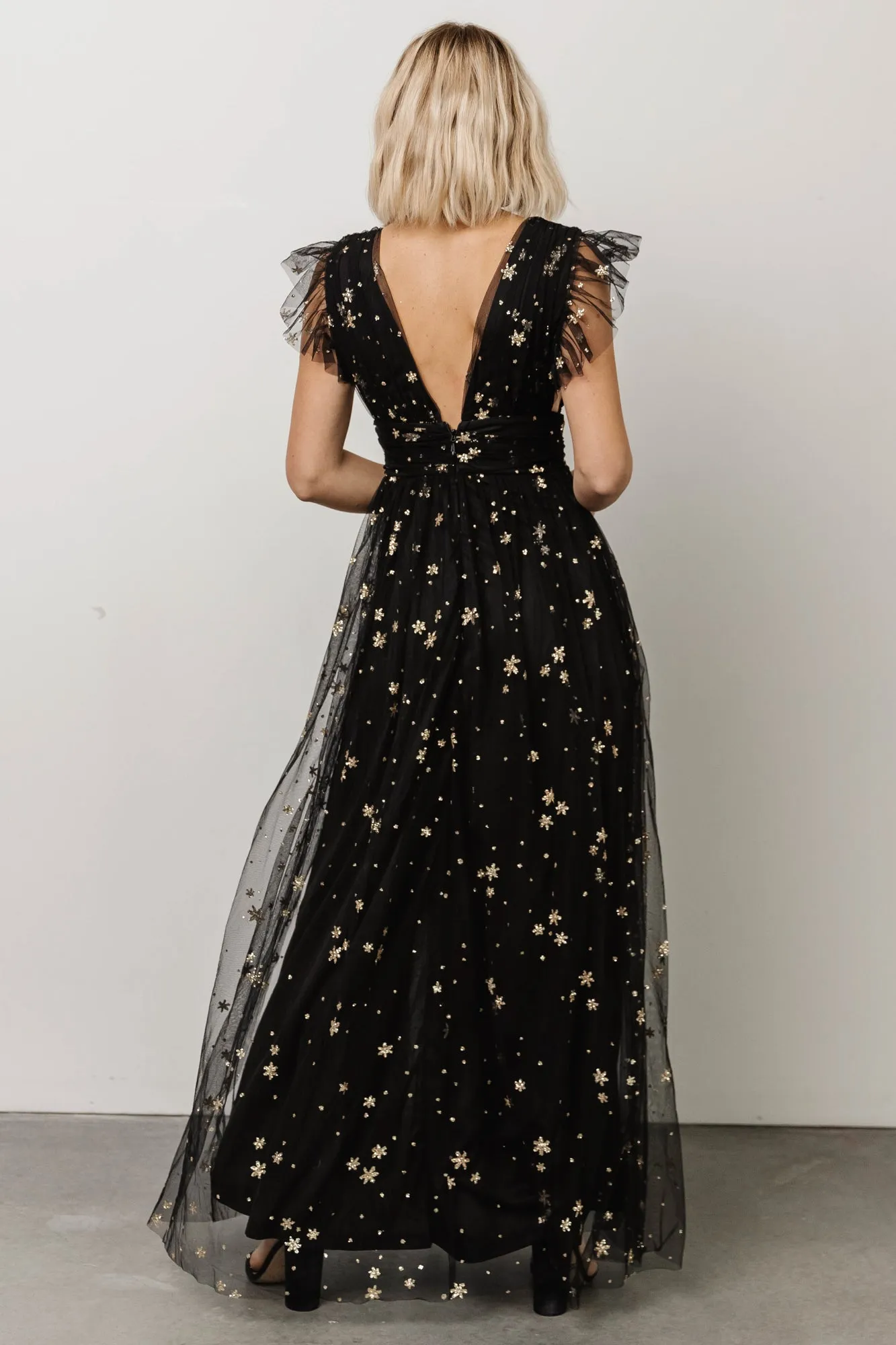 Nova Shimmer Maxi Dress | Black + Gold sold by Baltic Born product image thumbnail 2